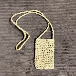 Beige Woven Crossbody Bag